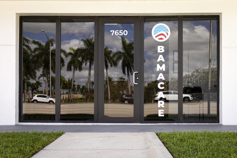 A storefront offering insurance through Obamacare in Miami, Oct. 18, 2025. (Eva Marie Uzcategui/The New York Times)
