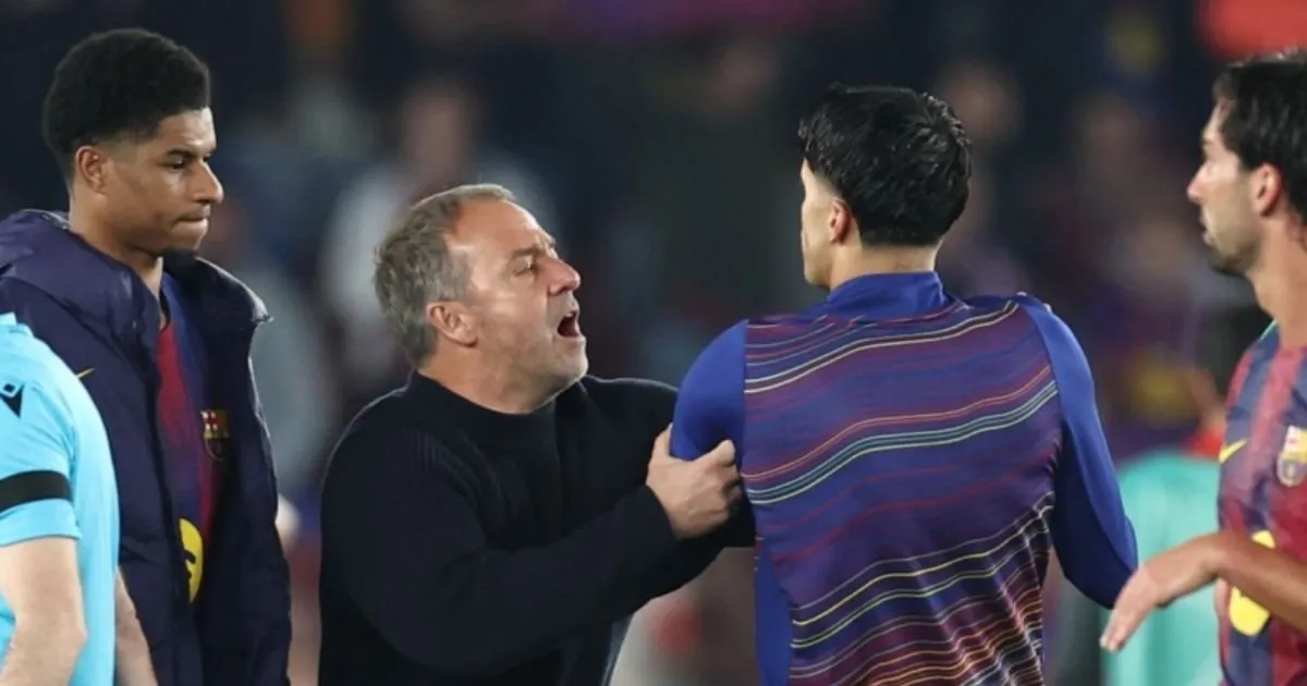 Hansi Flick explodes against the VAR after Marc Pubill's controversial handball in Barcelona vs Atlético
