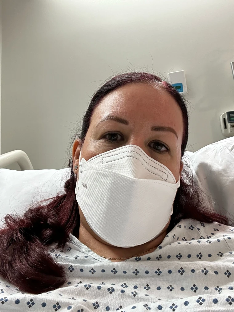 Yenny Olivares at Memorial Sloane-Kettering Hospital in New York, after her first leukemia was detected, in 2023.
