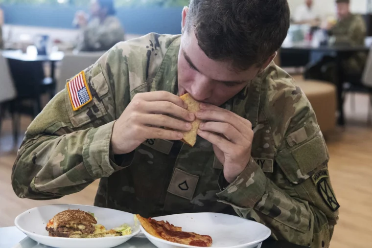 Kason Davis during lunch at the Belvedere Bistro on Fort Drum Base, New York, July 28, 2026.